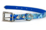 Blue Paisley Waterproof Dog Collar 3/4