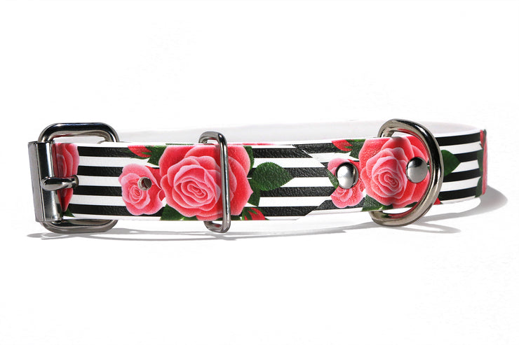 Striped Rose Waterproof Collar with Hardware