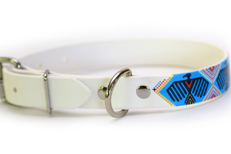 Waterproof Dog Collar - Native American Warbird Design Dee Ring View